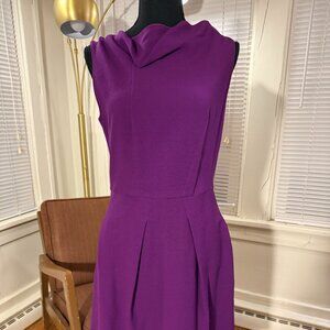 electric purple 8/euro44 wool roland mouret midlength sleeveless aline dress